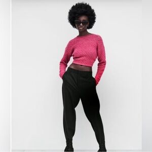 ZARA Hot Pink Open Back Knit Sweater – Size L – Excellent Condition